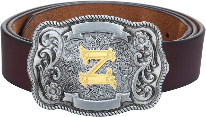 QQA Western Cowboy/Cowgirl Initial Belt Buckle Letter ABC to Z Upgrade Design for Men and Women - Image 5